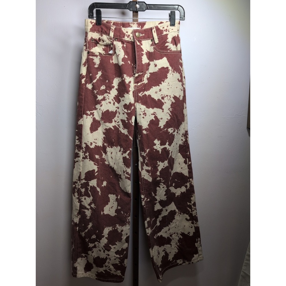 BDG Jeans Women's Size 26 High & Wide Leg Cow Print High Rise Ankle Brown
